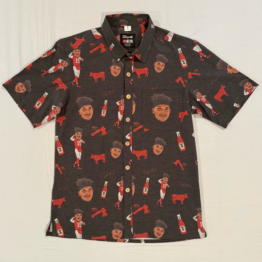 Shinesty x NFLPA Patrick Mahomes Hawaiian Shirt Mens Small Kansas City Chiefs